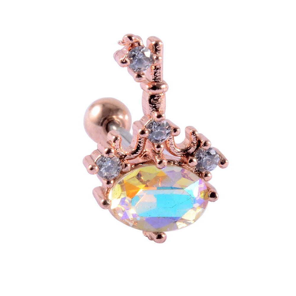 1PC Stainless Steel Multicolor Cz Tragus Cartilage Earrings Crystal Feather Ear Helix Tragus Earrings Lobe Piercing Jewelry 20G