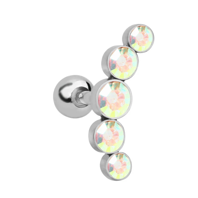 1PC Crystal CZ Helix Earrings Studs Ear Piercing 316L Surgical Steel Cartilage Earring 16G Tragus Conch Piercings for Women Punk
