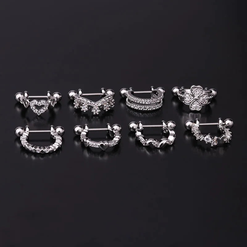 1Pc 20G Helix Earrings Ear Studs Ear Cuff Rook Woman Lobe Piercing Jewelry Barbell CZ Hoop Ear Tragus Cartilage