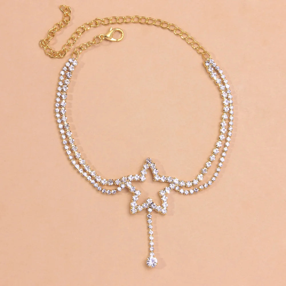 Stonefans Multi-Layer Star Anklet Chain Bracelet on the Leg Wholesale for Women Crystal Luxury Summer Beach Ankle Jewelry Gift