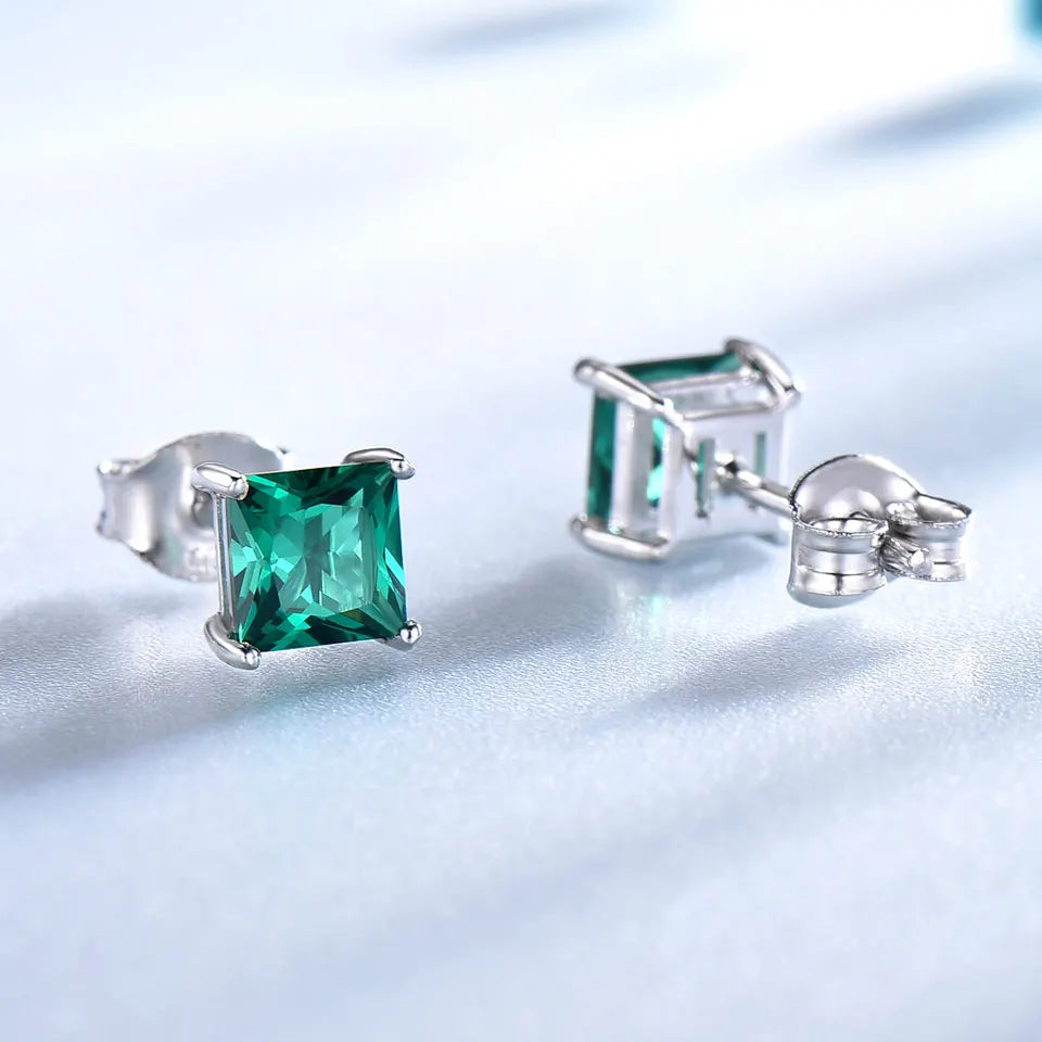 925 Sterling Silver Earrings Women'S Jewelry Emerald Birthstone Pierced Women for Jewelry Earrings Engagement Party