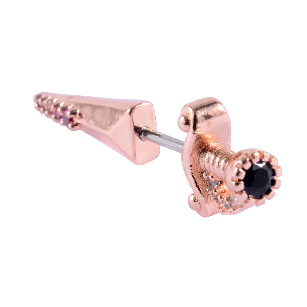 1PC Stainless Steel Multicolor Cz Tragus Cartilage Earrings Crystal Feather Ear Helix Tragus Earrings Lobe Piercing Jewelry 20G