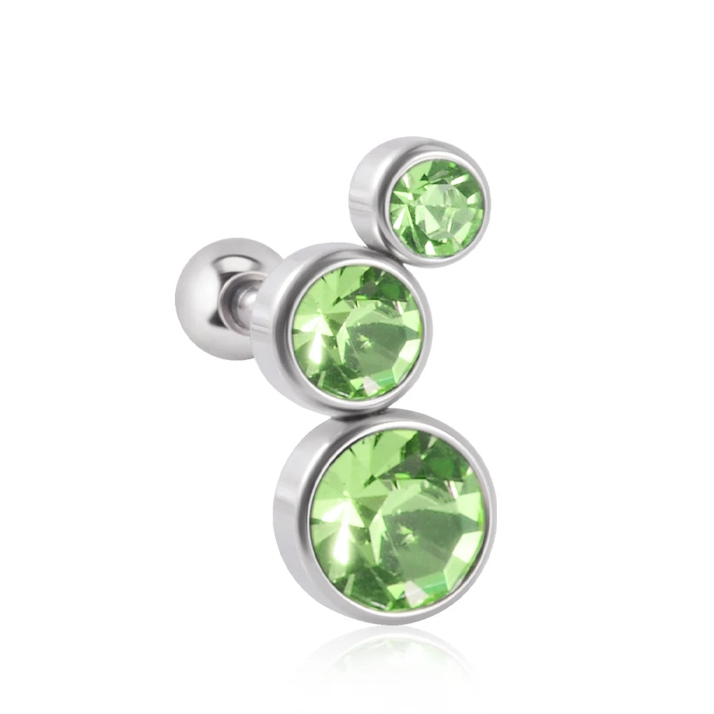 1PC Crystal CZ Helix Earrings Studs Ear Piercing 316L Surgical Steel Cartilage Earring 16G Tragus Conch Piercings for Women Punk