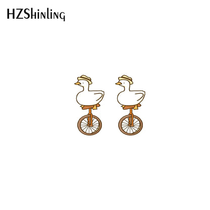 2021 New Baby Funny Yellow Duck Stud Earring Cute Animal Acrylic Resin Earrings Epoxy Handmade Jewelry Gifts Girl