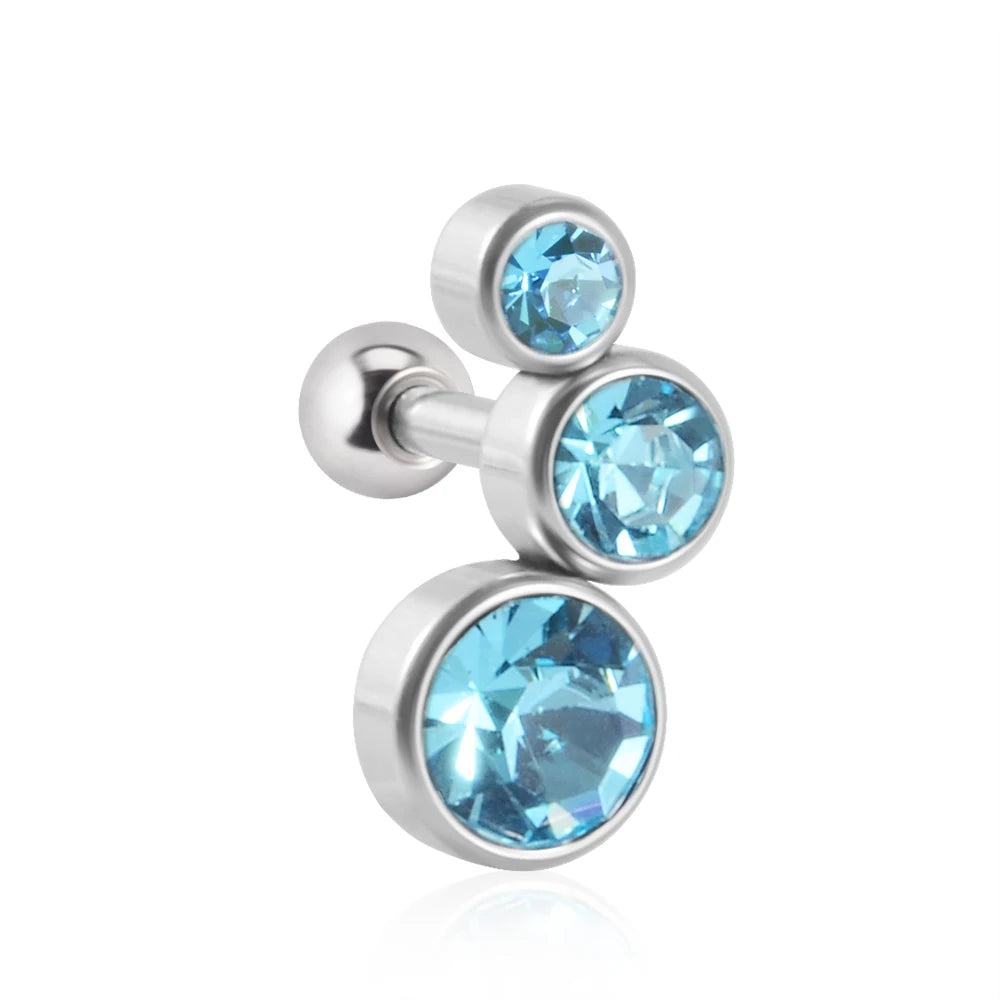 1PC Crystal CZ Helix Earrings Studs Ear Piercing 316L Surgical Steel Cartilage Earring 16G Tragus Conch Piercings for Women Punk
