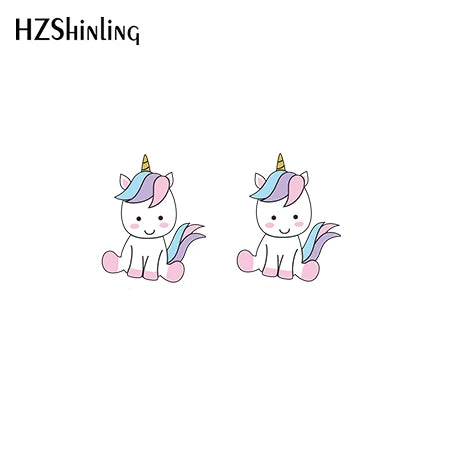 2019 New Cute Unicorn Acrylic Earring Baby Unicorn Resin Earring Epoxy Art Stud Earrings Gifts Girl Boy