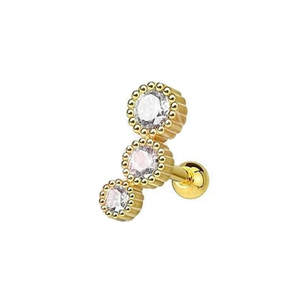 1PC Crystal CZ Helix Earrings Studs Ear Piercing 316L Surgical Steel Cartilage Earring 16G Tragus Conch Piercings for Women Punk