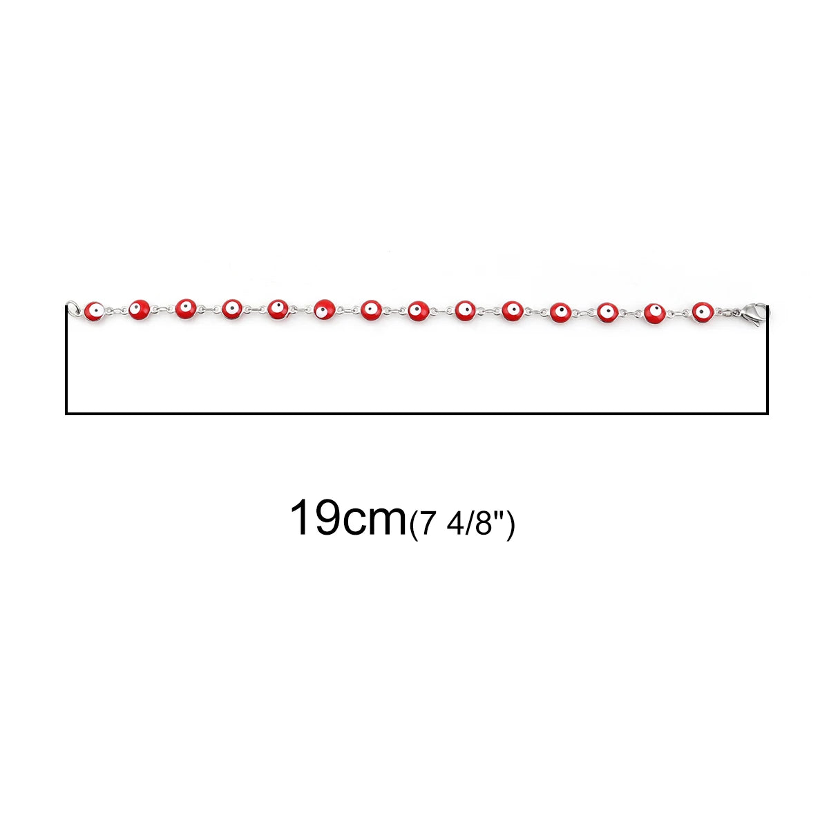 1PC 18.7-19.5Cm Hot 304 Stainless Steel Bracelets for Men Women Jewelry Gold Color Link Chain Multicolor Evil Eye Enamel Anklet