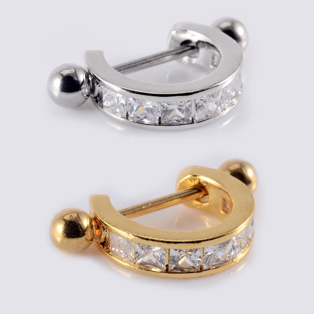 1Pcs Surgical Steel Barbell with CZ Hoop Ear Tragus Cartilage Helix Earrings Ear Studs Ear Cuff Rook Woman Lobe Piercing Jewelry