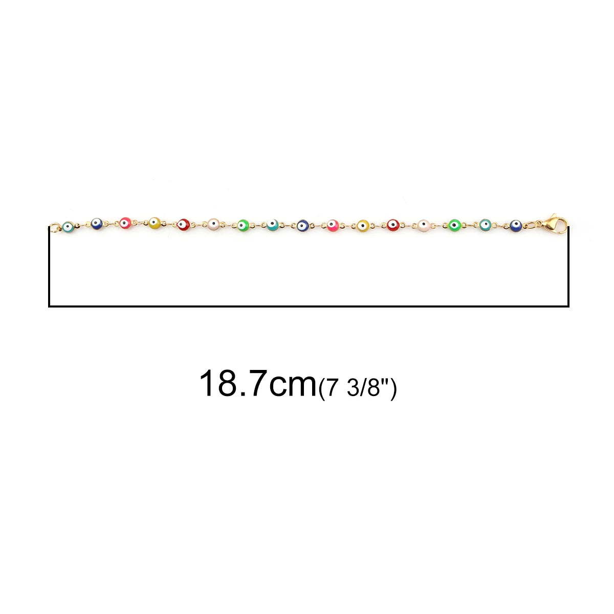 1PC 18.7-19.5Cm Hot 304 Stainless Steel Bracelets for Men Women Jewelry Gold Color Link Chain Multicolor Evil Eye Enamel Anklet