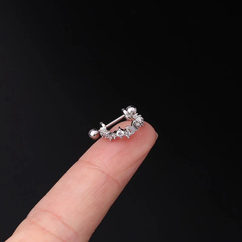 1Pc 20G Helix Earrings Ear Studs Ear Cuff Rook Woman Lobe Piercing Jewelry Barbell CZ Hoop Ear Tragus Cartilage