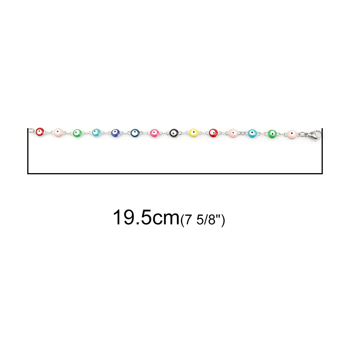 1PC 18.7-19.5Cm Hot 304 Stainless Steel Bracelets for Men Women Jewelry Gold Color Link Chain Multicolor Evil Eye Enamel Anklet