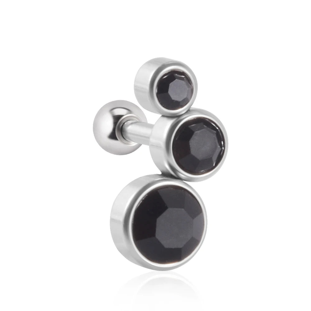 1PC Crystal CZ Helix Earrings Studs Ear Piercing 316L Surgical Steel Cartilage Earring 16G Tragus Conch Piercings for Women Punk