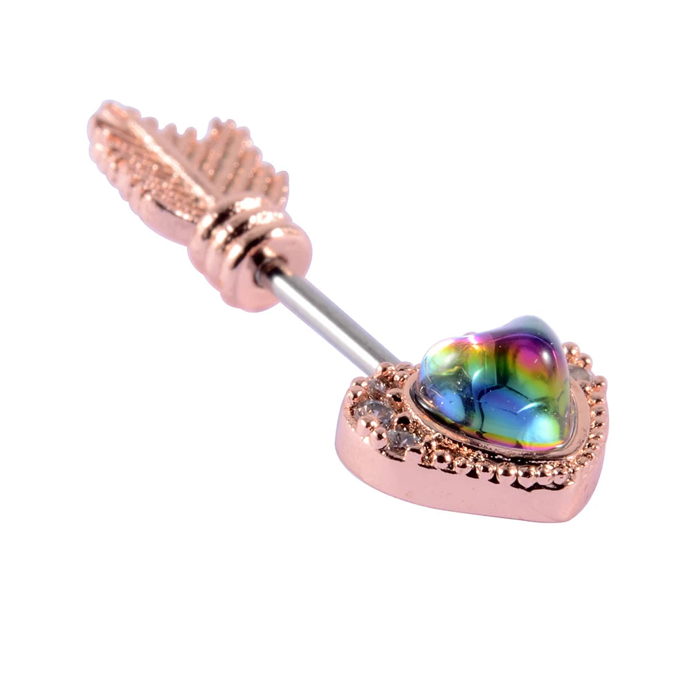 1PC Stainless Steel Multicolor Cz Tragus Cartilage Earrings Crystal Feather Ear Helix Tragus Earrings Lobe Piercing Jewelry 20G