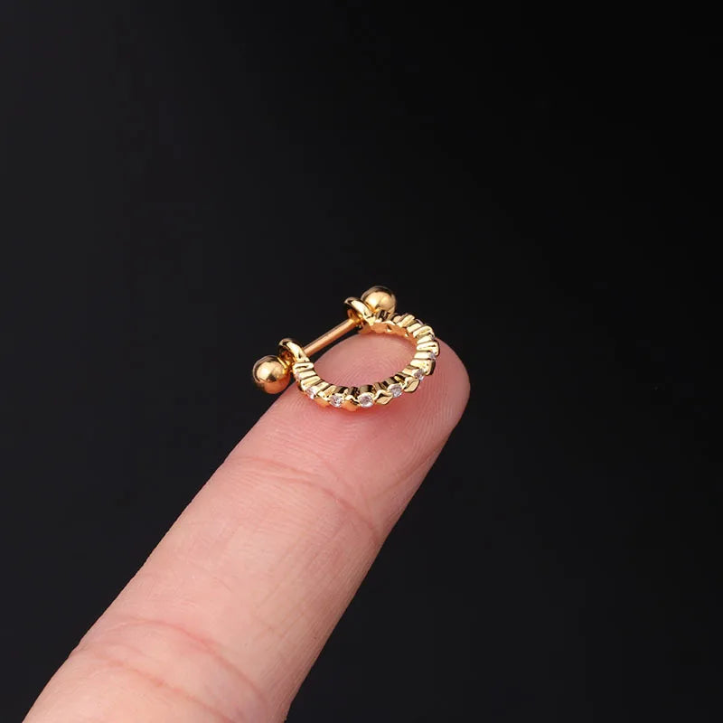 1Pc 20G Helix Earrings Ear Studs Ear Cuff Rook Woman Lobe Piercing Jewelry Barbell CZ Hoop Ear Tragus Cartilage