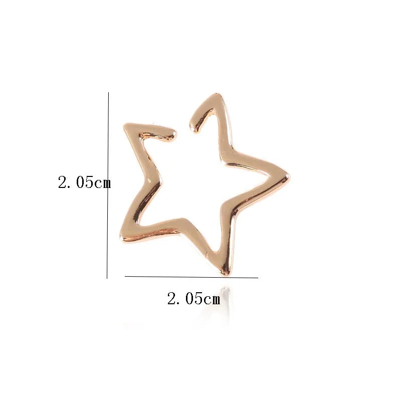 Girls Hollow Star Ear Cuff Earrings Studs Boho Vintage Fake Cartilage Earring Clip Earrings Women Earrings Punk Rock Earcuff