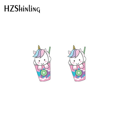2019 New Cute Unicorn Acrylic Earring Baby Unicorn Resin Earring Epoxy Art Stud Earrings Gifts Girl Boy