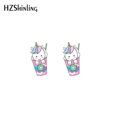 2019 New Cute Unicorn Acrylic Earring Baby Unicorn Resin Earring Epoxy Art Stud Earrings Gifts Girl Boy