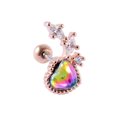 1PC Stainless Steel Multicolor Cz Tragus Cartilage Earrings Crystal Feather Ear Helix Tragus Earrings Lobe Piercing Jewelry 20G