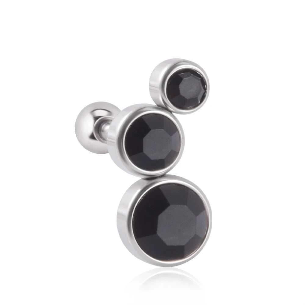 1PC Crystal CZ Helix Earrings Studs Ear Piercing 316L Surgical Steel Cartilage Earring 16G Tragus Conch Piercings for Women Punk