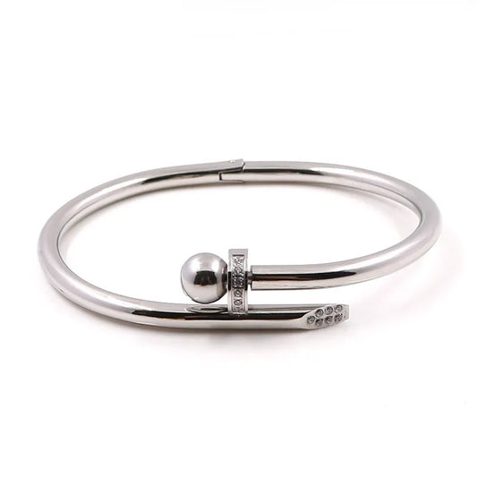 Stainless Steel Gold Color Crystal Bracelets Luxury Stylish Screws Bangle for Women Girl Decoration Jewelry Accessory Gift