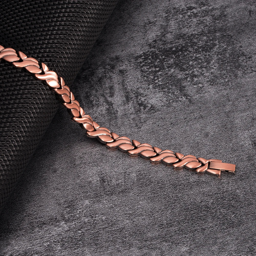 Magnetic Pure Copper Bracelets for Women 6.5Mm Vintage Chain Health Energy Magnet Arthritis Pain Relief Women Jewelry