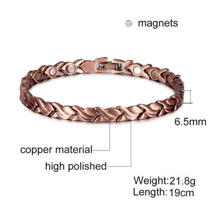 Magnetic Pure Copper Bracelets for Women 6.5Mm Vintage Chain Health Energy Magnet Arthritis Pain Relief Women Jewelry