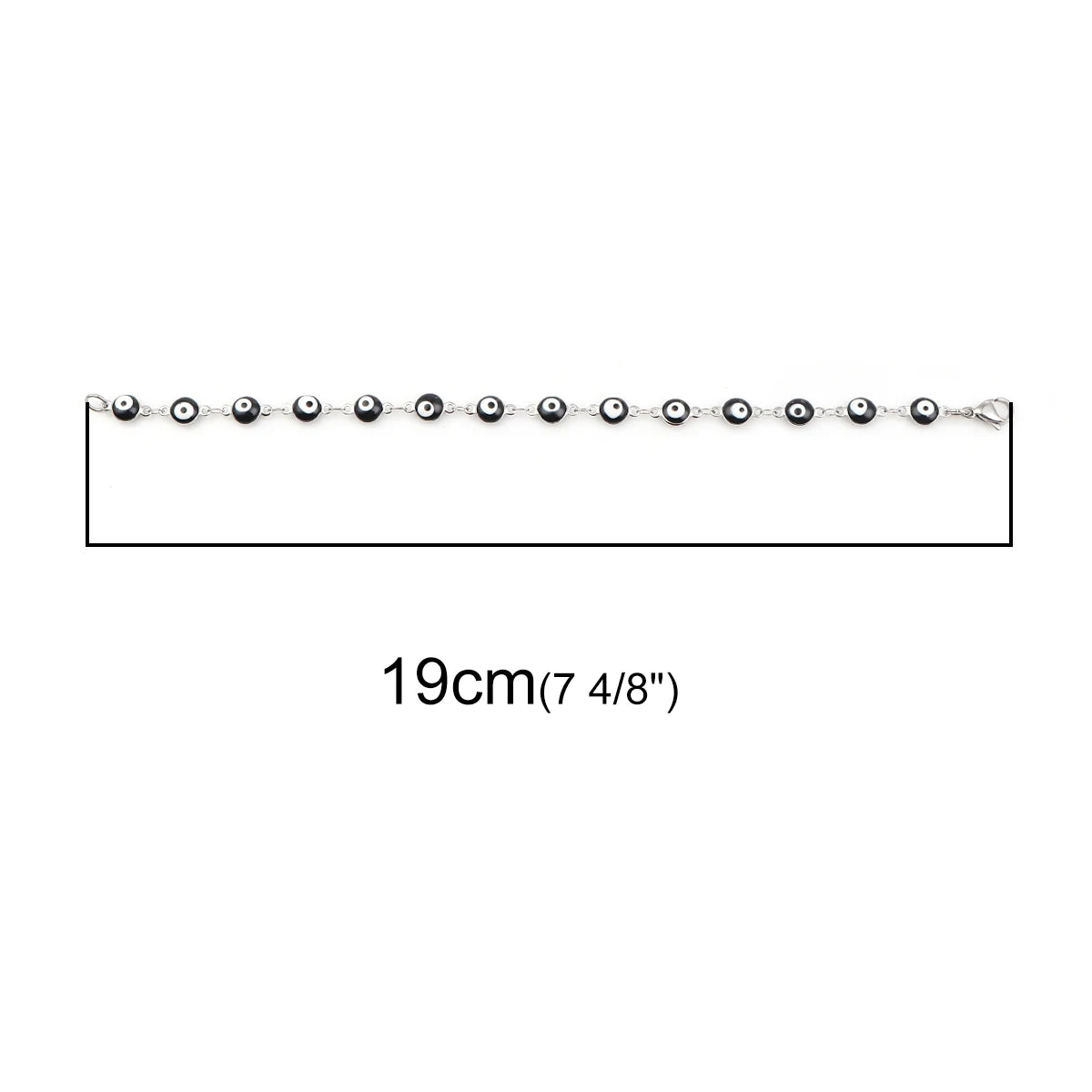 1PC 18.7-19.5Cm Hot 304 Stainless Steel Bracelets for Men Women Jewelry Gold Color Link Chain Multicolor Evil Eye Enamel Anklet