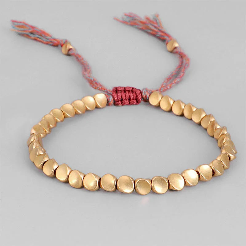 Handmade Tibetan Buddhist Bracelets on Hand Braided Copper Beads Lucky Rope Bracelet & Bangles for Women Men Dropshiping
