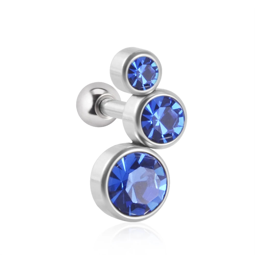 1PC Crystal CZ Helix Earrings Studs Ear Piercing 316L Surgical Steel Cartilage Earring 16G Tragus Conch Piercings for Women Punk