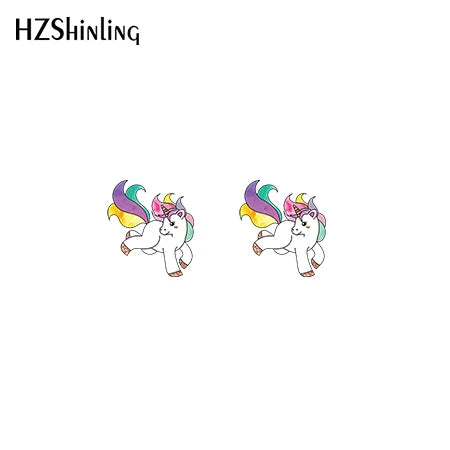 2019 New Cute Unicorn Acrylic Earring Baby Unicorn Resin Earring Epoxy Art Stud Earrings Gifts Girl Boy