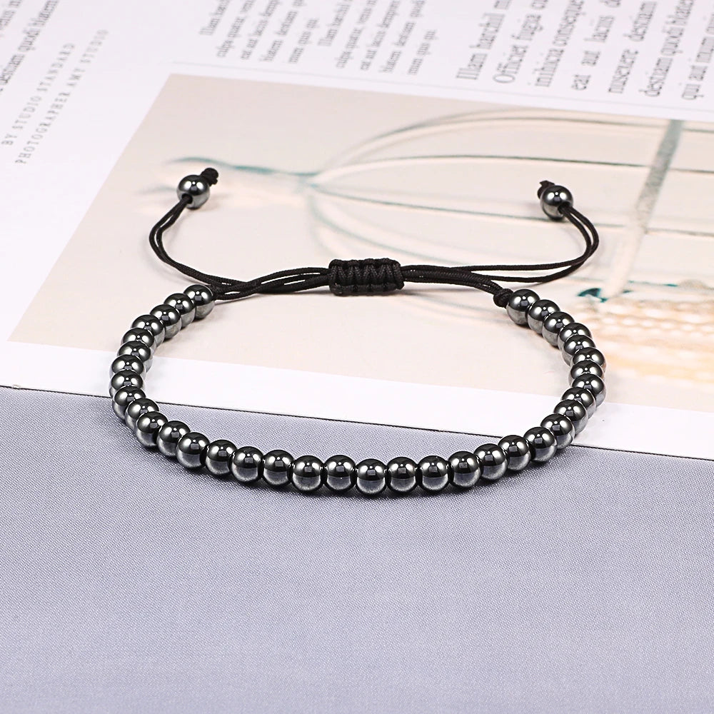 Trendy Copper Beads Bracelets 5Mm Handmade Adjustable Braided Strand Bangles for Women Men Yoga Healing Fashion Jewelry Pulseira