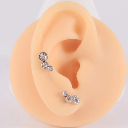 1PC Crystal CZ Helix Earrings Studs Ear Piercing 316L Surgical Steel Cartilage Earring 16G Tragus Conch Piercings for Women Punk