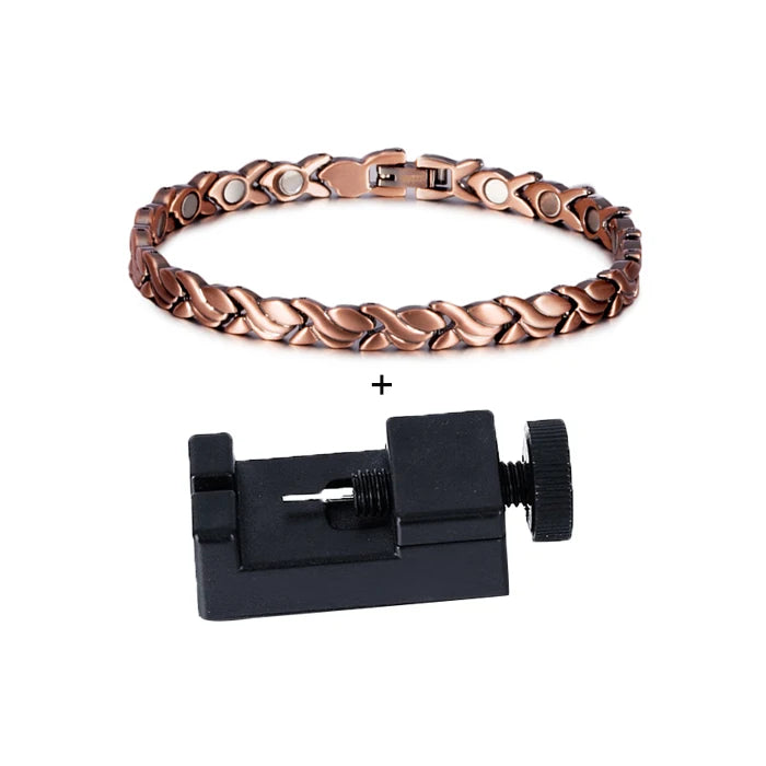 Magnetic Pure Copper Bracelets for Women 6.5Mm Vintage Chain Health Energy Magnet Arthritis Pain Relief Women Jewelry