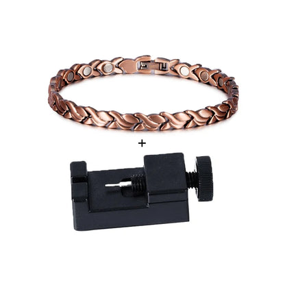 Magnetic Pure Copper Bracelets for Women 6.5Mm Vintage Chain Health Energy Magnet Arthritis Pain Relief Women Jewelry