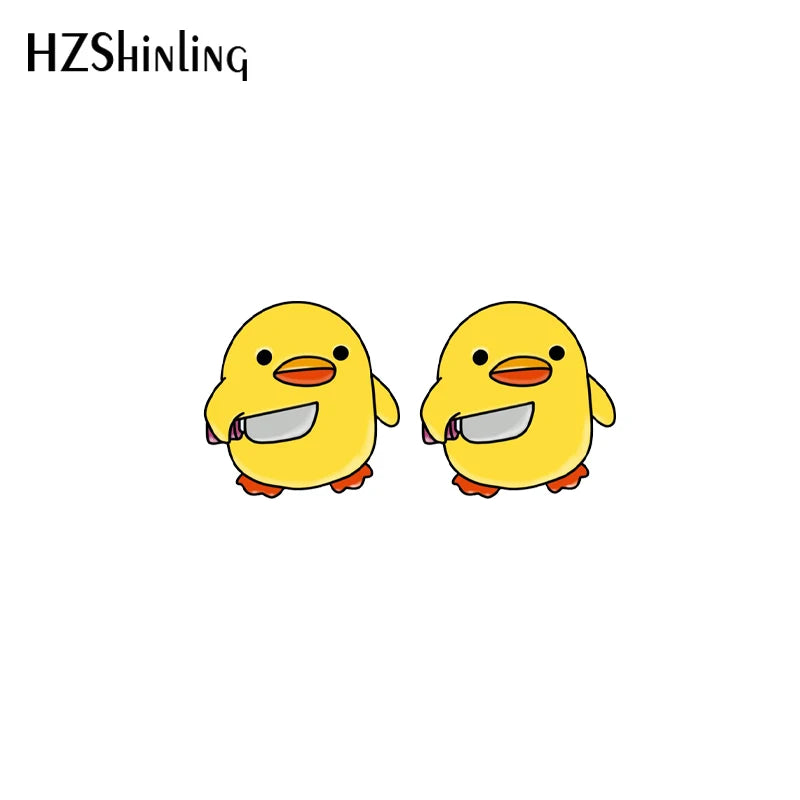 2021 New Baby Funny Yellow Duck Stud Earring Cute Animal Acrylic Resin Earrings Epoxy Handmade Jewelry Gifts Girl