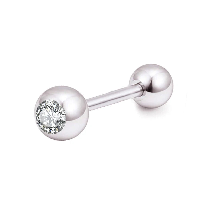 1PC Crystal CZ Helix Earrings Studs Ear Piercing 316L Surgical Steel Cartilage Earring 16G Tragus Conch Piercings for Women Punk