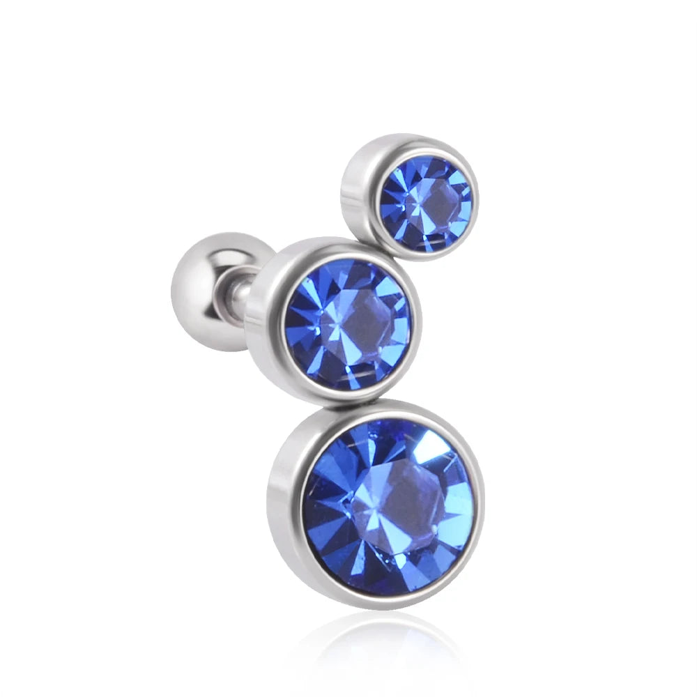 1PC Crystal CZ Helix Earrings Studs Ear Piercing 316L Surgical Steel Cartilage Earring 16G Tragus Conch Piercings for Women Punk