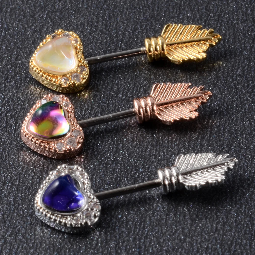 1PC Stainless Steel Multicolor Cz Tragus Cartilage Earrings Crystal Feather Ear Helix Tragus Earrings Lobe Piercing Jewelry 20G