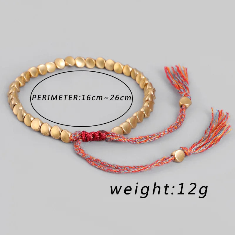 Handmade Tibetan Buddhist Bracelets on Hand Braided Copper Beads Lucky Rope Bracelet & Bangles for Women Men Dropshiping