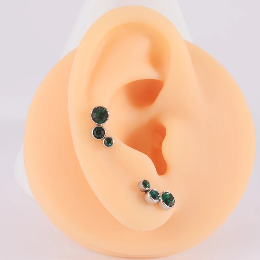 1PC Crystal CZ Helix Earrings Studs Ear Piercing 316L Surgical Steel Cartilage Earring 16G Tragus Conch Piercings for Women Punk