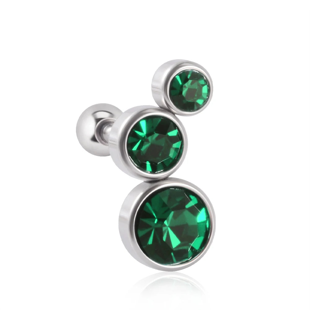 1PC Crystal CZ Helix Earrings Studs Ear Piercing 316L Surgical Steel Cartilage Earring 16G Tragus Conch Piercings for Women Punk