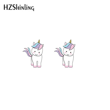 2019 New Cute Unicorn Acrylic Earring Baby Unicorn Resin Earring Epoxy Art Stud Earrings Gifts Girl Boy