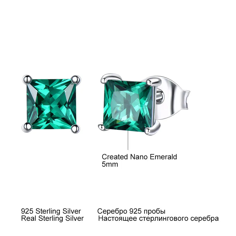 925 Sterling Silver Earrings Women'S Jewelry Emerald Birthstone Pierced Women for Jewelry Earrings Engagement Party