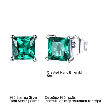 925 Sterling Silver Earrings Women'S Jewelry Emerald Birthstone Pierced Women for Jewelry Earrings Engagement Party