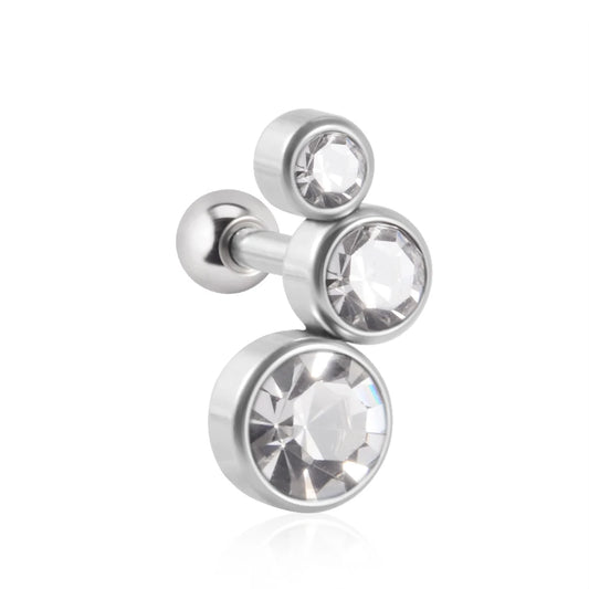1PC Crystal CZ Helix Earrings Studs Ear Piercing 316L Surgical Steel Cartilage Earring 16G Tragus Conch Piercings for Women Punk