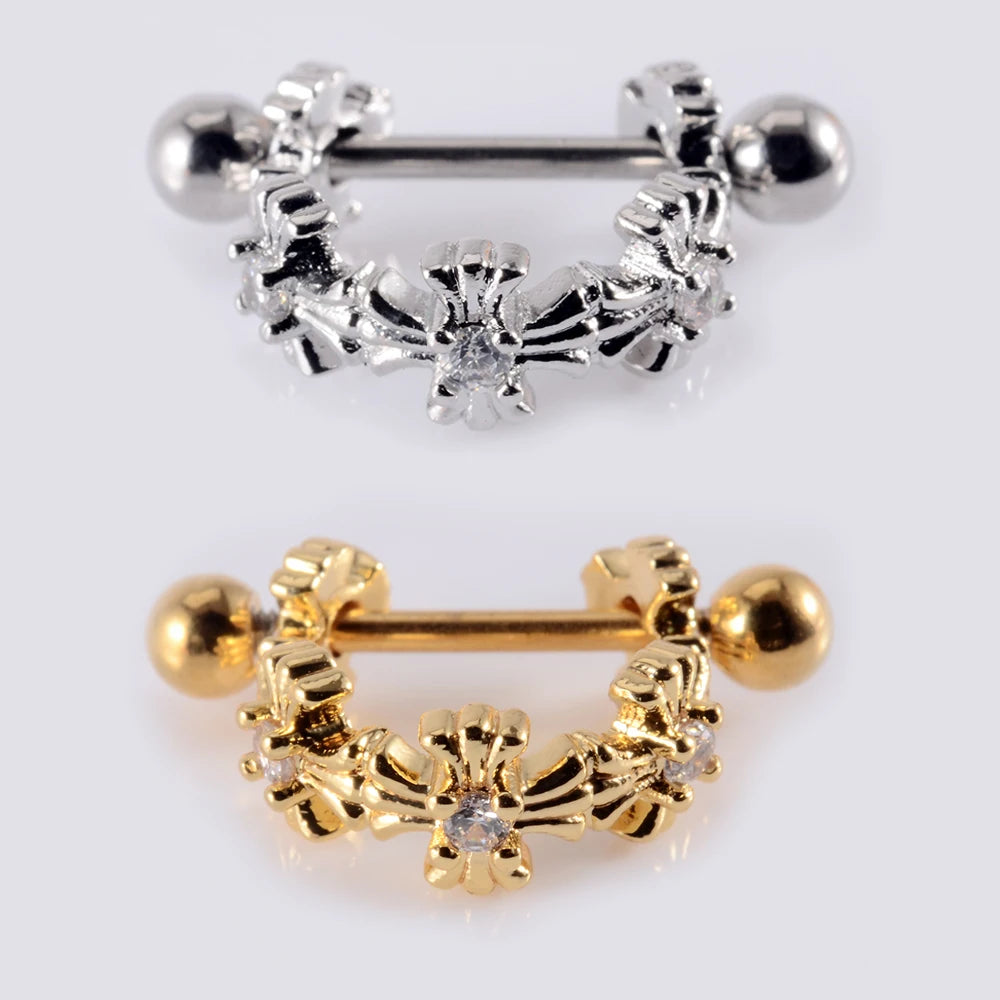 1Pcs Surgical Steel Barbell with CZ Hoop Ear Tragus Cartilage Helix Earrings Ear Studs Ear Cuff Rook Woman Lobe Piercing Jewelry