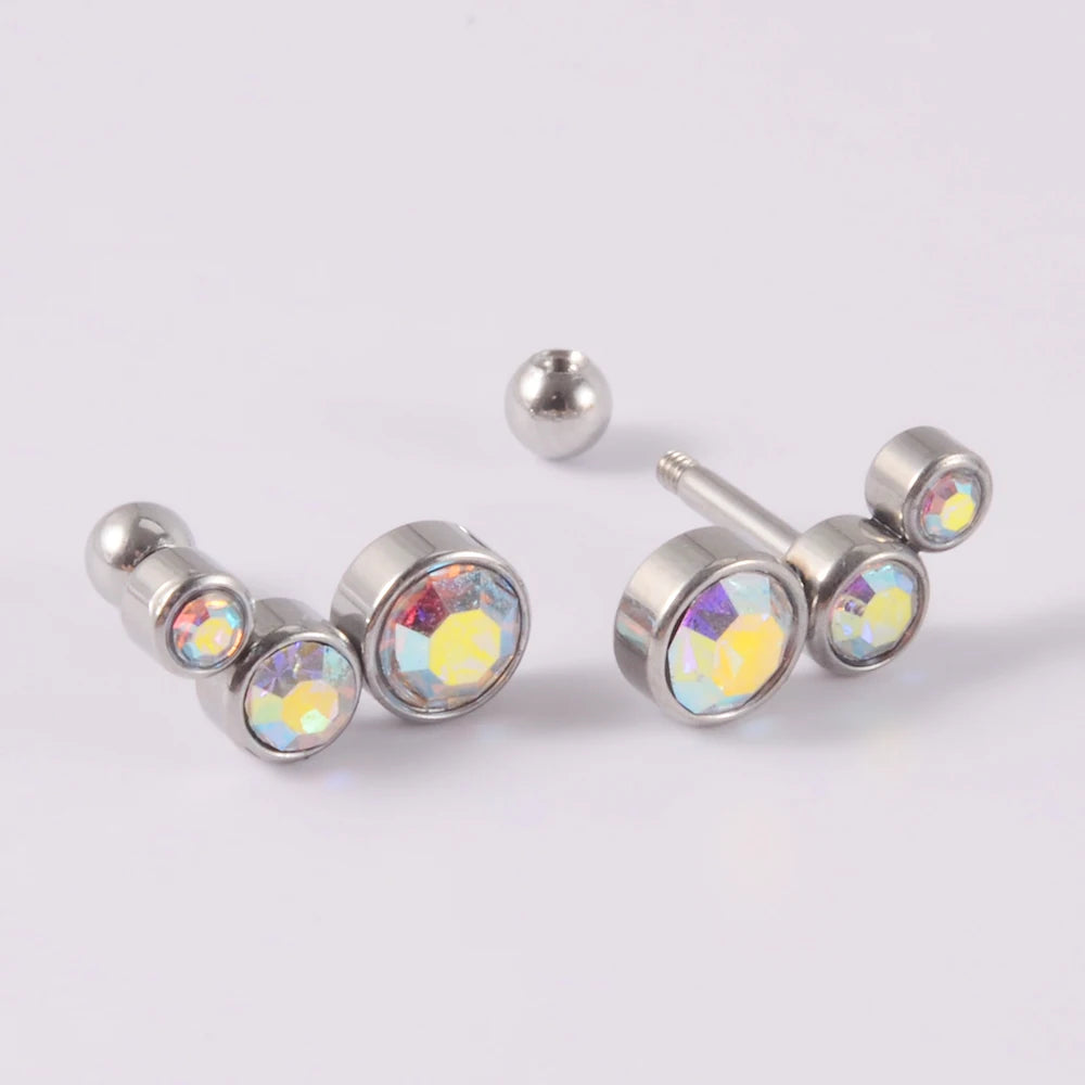 1PC Crystal CZ Helix Earrings Studs Ear Piercing 316L Surgical Steel Cartilage Earring 16G Tragus Conch Piercings for Women Punk