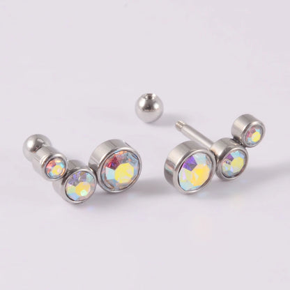 1PC Crystal CZ Helix Earrings Studs Ear Piercing 316L Surgical Steel Cartilage Earring 16G Tragus Conch Piercings for Women Punk