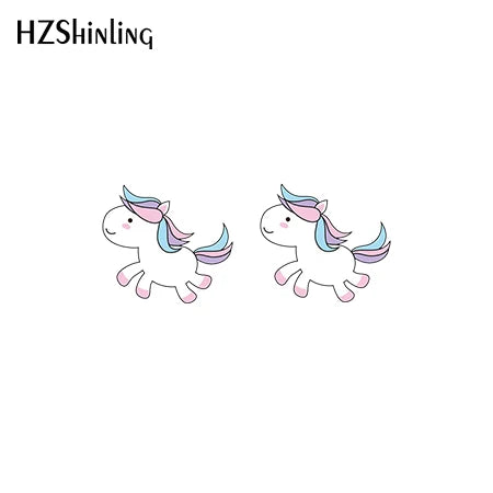 2019 New Cute Unicorn Acrylic Earring Baby Unicorn Resin Earring Epoxy Art Stud Earrings Gifts Girl Boy